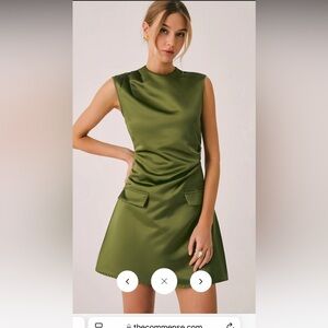 Green Satin short dress. Great for the holidays